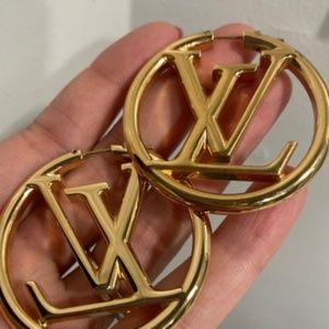 Gold Louis Vuitton Large Hoop Earrings